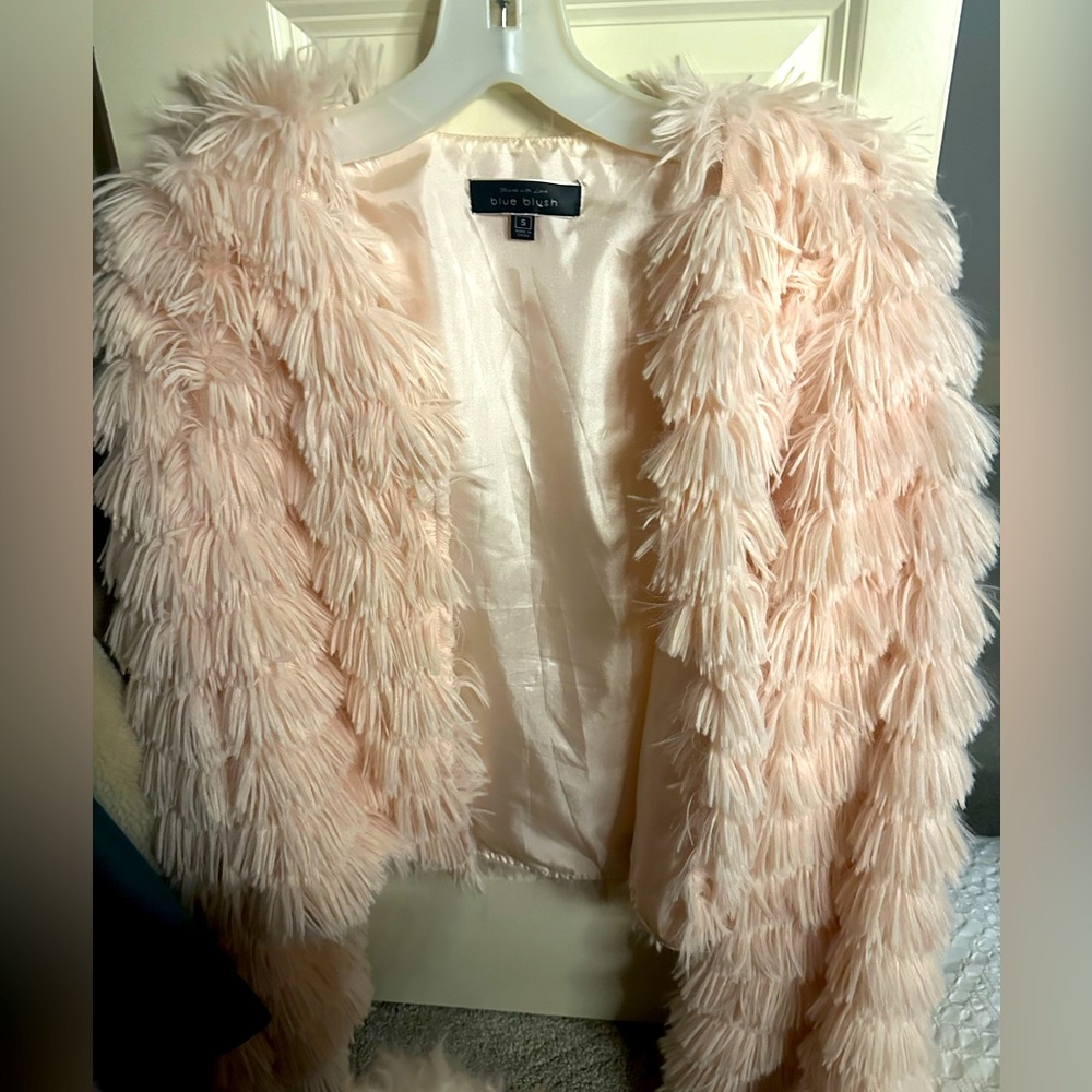 Pink fur jacket size small from boutique